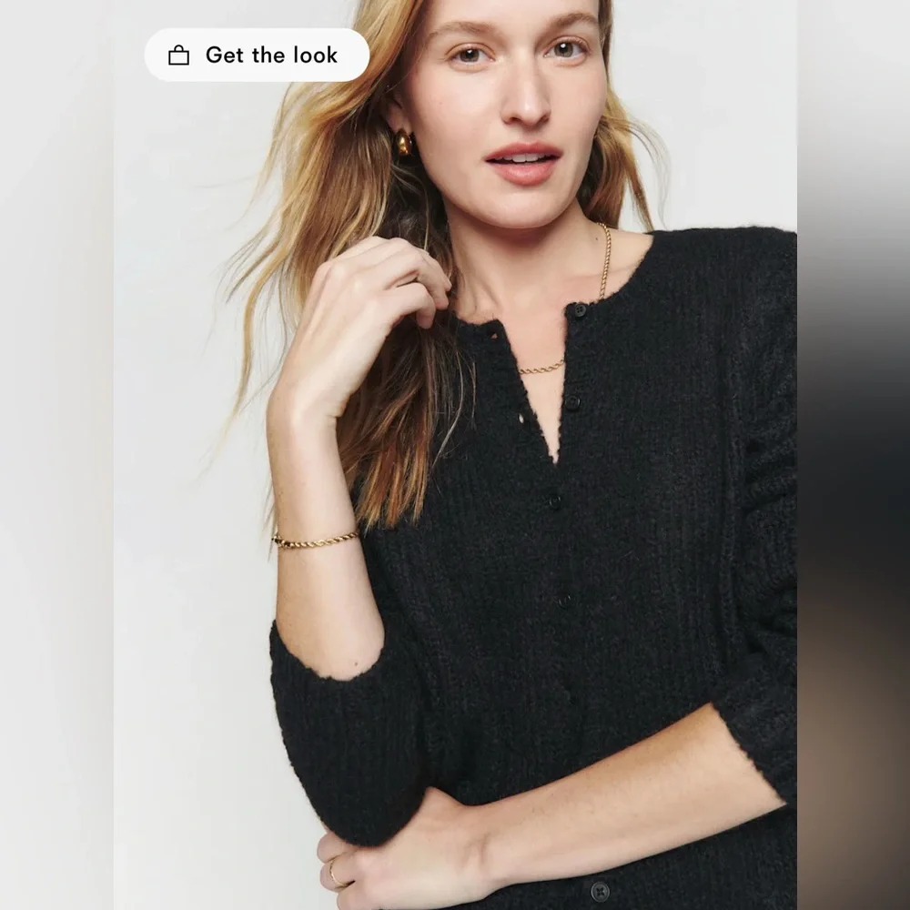 NWT Reformation Clara Crew Cardigan in Black Size Small - Picture 2 of 10